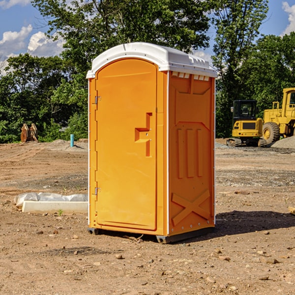 how often are the portable restrooms cleaned and serviced during a rental period in Jadwin Missouri